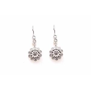 Boucles D’oreilles Diamants En Or Blanc 18k