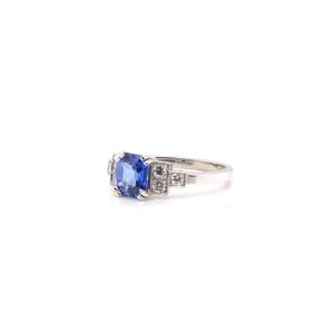 Bague Saphir Diamants En Platine