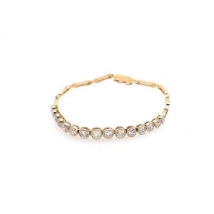 Bracelet Ancien Diamants En Or Jaune 18k