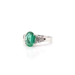 Colombian Emerald And Baguette Diamond Ring