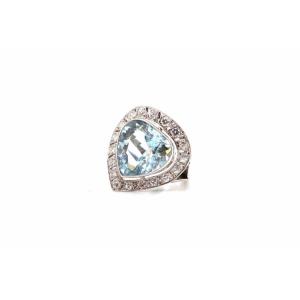 Aquamarine Diamond Ring In Platinum