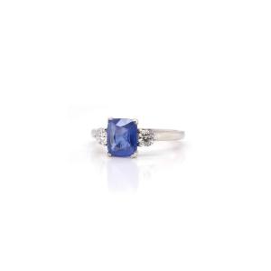 Ceylon Sapphire And Diamond Ring In Platinum