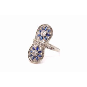 Art Deco Sapphires And Diamonds Ring In Gold And Platinum