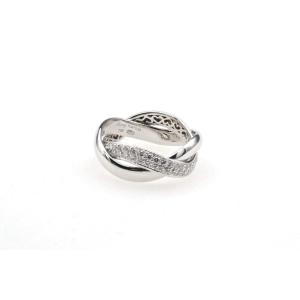 Bague Poiray “tresse” Diamants En Or Blanc 18k