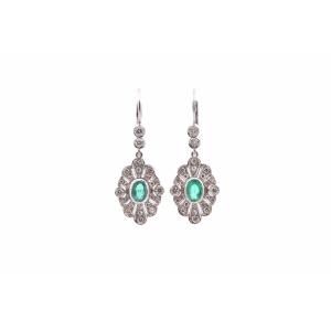 Boucles D’oreilles émeraudes Et Diamants