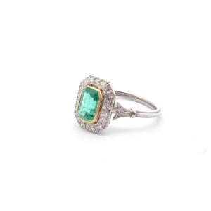 Emerald And Diamond Ring In Platinum