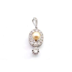 Pendentif Ancien Diamants Et Perle