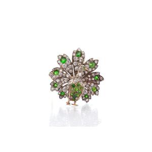 1900s Tsavorite And Diamond Peacock Pendant Brooch