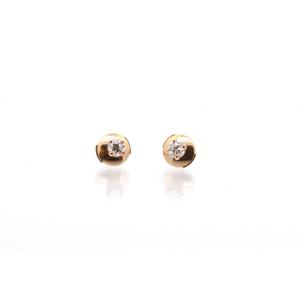 Boucles D’oreilles Puces Diamant En Or Jaune