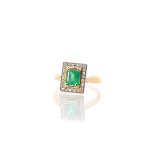 Emerald And Diamond Roses Ring