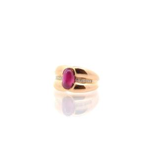 Vintage Ruby And Diamond Ring In 18k Gold