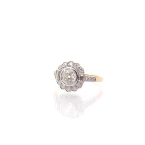 Vintage Diamond Ring 1.05 Cts J/si1 In Gold And Platinum