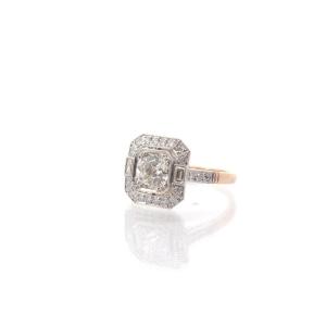 Art Deco Diamond Ring In 18k Yellow Gold And Platinum