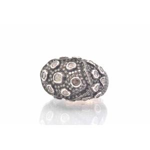 Vintage Roses Diamonds And Size 8×8 Ring In Gold And Silver