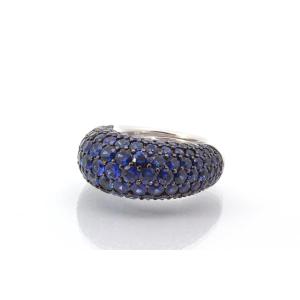 Sapphire Bangle Ring In 18k White Gold