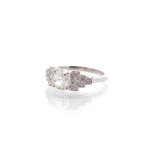Vintage Diamond Ring 1.19 Cts H/si2 In Gold