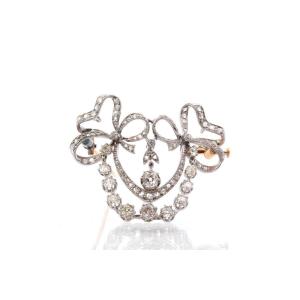 Old Diamond Brooch In Gold And Platinum