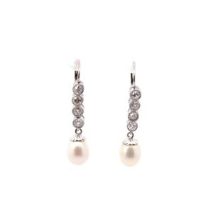 Art Deco Diamond And Freshwater Cultured Pearl Earrings