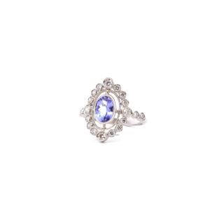Vintage Tanzanite And Diamond Ring In Gold
