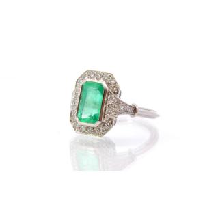Bague Vintage émeraude Et Diamants