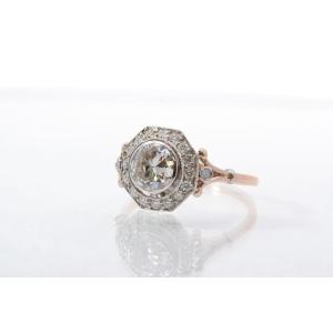 Bague Art Déco Vintage Sertie De Diamants