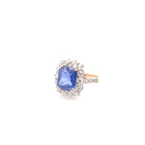 Bague Saphir De 5,43cts Et Diamants