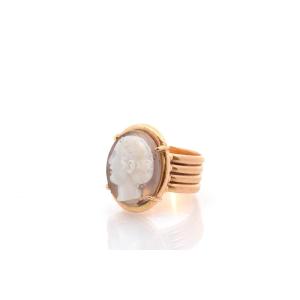 Bague ancienne camée agate en or 18k