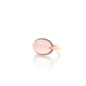 Bague quartz rose et diamants