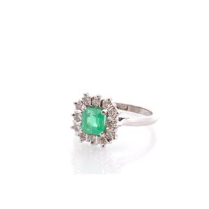 Bague vintage émeraude et diamants