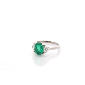 Bague émeraude de 1,96cts et diamants
