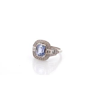 Bague vintage saphir de 3,46cts et diamants