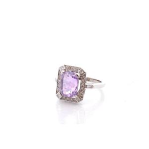 Bague art déco saphir violet et diamants