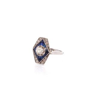 Bague art déco diamants et saphirs