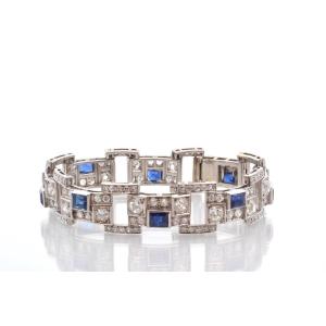 Art Deco Diamond And Sapphire Bracelet