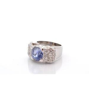Vintage 5.45ct Sapphire And Diamond Ring