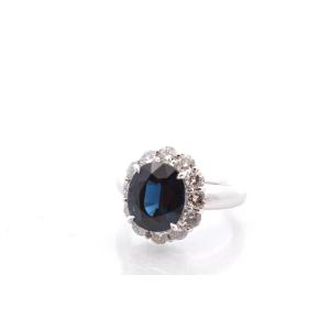 Vintage Sapphire And Diamond Ring In Platinum