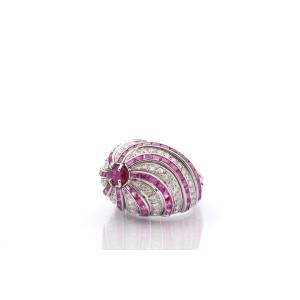 Vintage Platinum Ruby And Diamond Ring