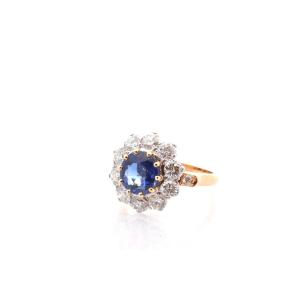 Bague saphir Birman de 2,19cts et diamants