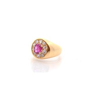 Vintage Ruby And Diamond Ring In 18k Gold