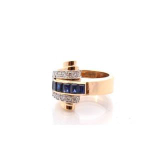 Vintage Boucheron Ring With Sapphires And Diamonds