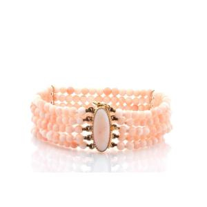 Bracelet vintage corail rose en or 18k