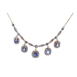 Antique 19th-century Necklace With Sapphires And Glass