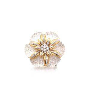 Sabbadini Brooch With Diamonds In 18k Gold