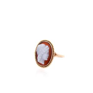 Bague ancienne camée agate en or