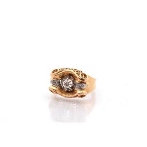 Bague vintage tank diamants en or 18k