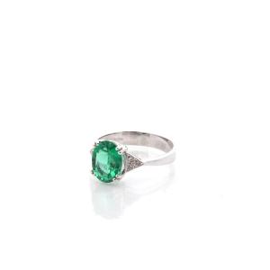 Bague émeraude et diamants en or 18k