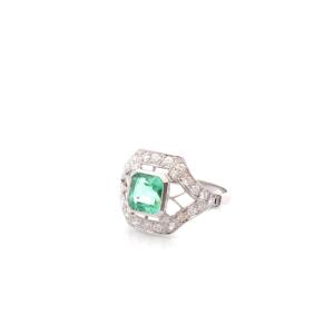 Bague art déco émeraude et diamants