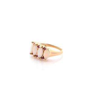 Vintage Opal And Ruby Ring In 18k Gold