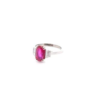 2.55cts Unheated Ruby And Diamonds Ring