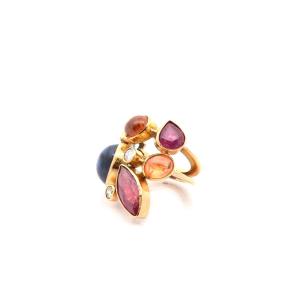 Vintage Gemstone Ring In 18k Gold